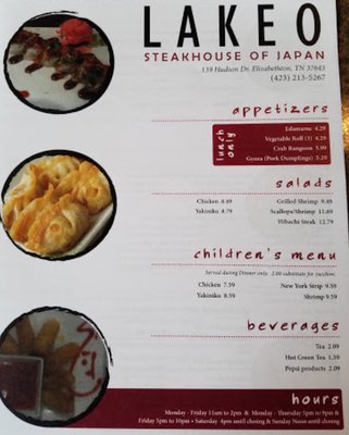 Lakeo Steakhouse of Japan Express menu 3